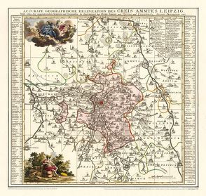 Historische Karte: Stadt und Amt Leipzig, 1758 (Plano) von Schenk,  Peter (der Jüngere), Zürner,  Adam Friedrich