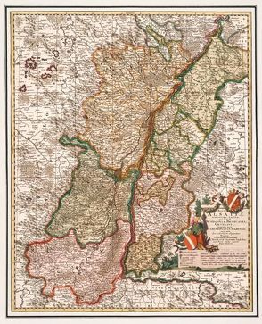 Historische Karte: Elsaß, Sundgau, Breisgau, Ortenau, Markgrafschaft Baden und Durlach, um 1702 (gerollt) von Gouwen,  Gilliam van der, Tideman,  Philip, Visscher,  Nicolas