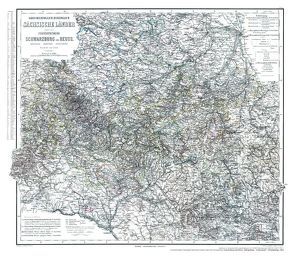 Historische Karte: Fürstentümer Schwarzburg und Reuss 1864 (plano) von C.,  Gräf, Geyer,  V., Szene,  H.