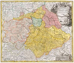 Historische Karte: Markgrafschaft Meissen, Landgrafschaft Thüringen, Fürstentum Anhalt, Kurfürstentum und Herzogtum Sachsen, Saalkreis, Grafschaft Barby und das Stift Quedlinburg um 1707 von Homann,  Johann B