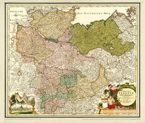 Historische Karte: Norddeutschland – mit den Herzogtümern Holstein, Mecklenburg, Lüneburg, Braunschweig, dem Herzogtum Magdeburg, der Grafschaft Dannenberg und dem Bistum Hildesheim, um 1720- (Plano) von Homann,  Johann B