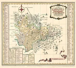 Historische Karte: REUSSISCHE HERRSCHAFTEN Lobenstein und Ebersdorf nebst der Pflege Hirschberg, 1757 (Plano) von Rockstuhl,  Harald, Schenk,  Peter (der Jüngere), Zürner,  Adam Friedrich