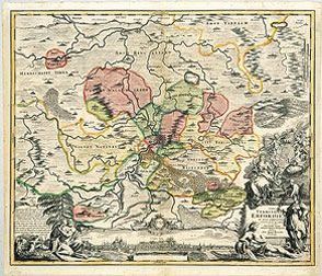 Historische Karte: Stadtgebiet von Erfurt und ihren Vogteien und Dörfern 1712 (Plano) von Homann,  Johann Baptist