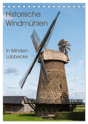 Historische Windmühlen in Minden-Lübbecke (Tischkalender 2024 DIN A5 hoch), CALVENDO Monatskalender von Boensch,  Barbara