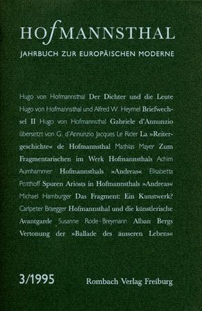 Hofmannsthal-Jahrbuch. Jahrbuch zur europäischen Moderne von Neumann,  Gerhard, Renner,  Ursula, Schnitzler,  Günter, Wunberg,  Gotthart