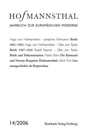 Hofmannsthal Jahrbuch zur Europäischen Moderne von Neumann,  Gerhard, Renner,  Ursula, Schnitzler,  Günter, Wunberg,  Gotthart