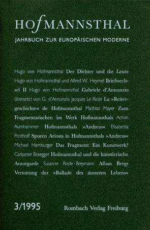 Hofmannsthal Jahrbuch zur Europäischen Moderne von Neumann,  Gerhard, Renner,  Ursula, Schnitzler,  Günter, Wunberg,  Gotthart