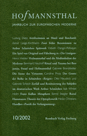 Hofmannsthal Jahrbuch zur Europäischen Moderne von Neumann,  Gerhard, Renner,  Ursula, Schnitzler,  Günter, Wunberg,  Gotthart