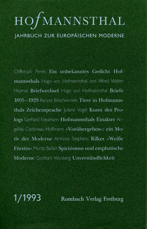 Hofmannsthal Jahrbuch zur Europäischen Moderne von Neumann,  Gerhard, Renner,  Ursula, Schnitzler,  Günter, Wunberg,  Gotthart