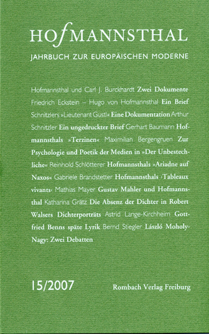 Hofmannsthal Jahrbuch zur Europäischen Moderne von Neumann,  Gerhard, Renner,  Ursula, Schnitzler,  Günter, Wunberg,  Gotthart