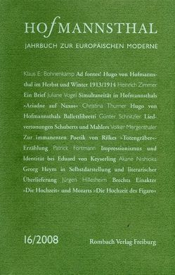 Hofmannsthal – Jahrbuch zur Europäischen Moderne Band 16/2008 von Neumann,  Gerhard, Renner,  Ursula, Schnitzler,  Günter, Wunberg,  Gotthard