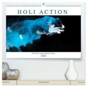 Holi Action (hochwertiger Premium Wandkalender 2024 DIN A2 quer), Kunstdruck in Hochglanz von Verena Scholze,  Fotodesign