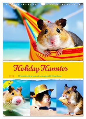 Holiday Hamster – Urlaubsfeeling pur mit sonnigen KI Hamstern (Wandkalender 2024 DIN A3 hoch), CALVENDO Monatskalender von Schimak,  Fred