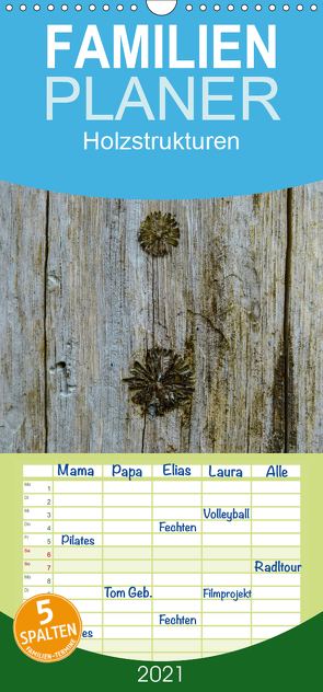Holzstrukturen – Familienplaner hoch (Wandkalender 2021 , 21 cm x 45 cm, hoch) von Hampe,  Gabi