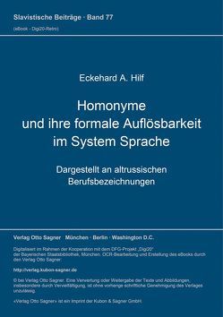 Homonyme und ihre formale Auflösbarkeit im System Sprache von Hilf,  Eckehard A.