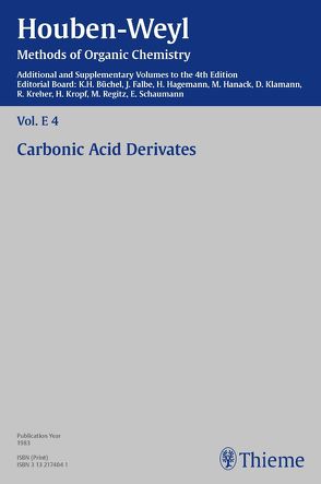 Houben-Weyl Methods of Organic Chemistry Vol. E 4, 4th Edition Supplement von Baasner,  Bernd, Benders,  Piet H., Botta,  Arthur, Büchel,  Karl Heinz, Falbe,  Jürgen