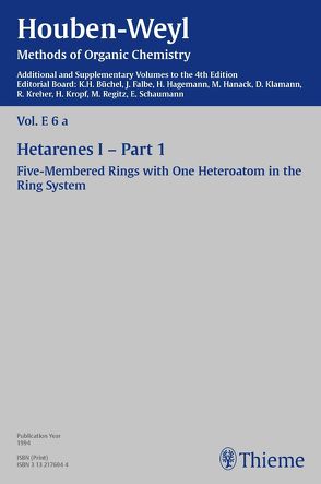 Houben-Weyl Methods of Organic Chemistry Vol. E 6a, 4th Edition Supplement von Backes,  Jutta, Brunner,  Enno, Eberbach,  Wolfgang, Gossauer,  Albert, Jutz,  Christian