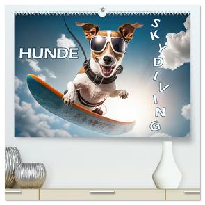 Hunde Skydiving (hochwertiger Premium Wandkalender 2024 DIN A2 quer), Kunstdruck in Hochglanz von Rohr,  Daniel