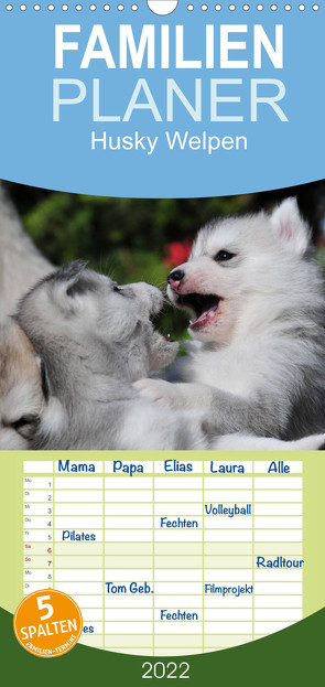 Husky Welpen – Familienplaner hoch (Wandkalender 2022 , 21 cm x 45 cm, hoch) von Ebardt,  Michael