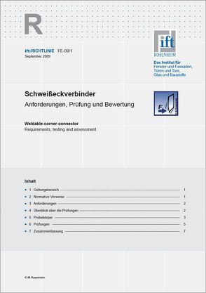 ift-Richtlinie FE-09/1 – Schweisseckverbinder von ift Rosenheim GmbH