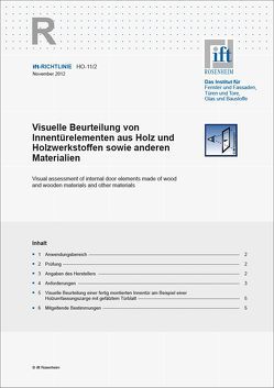 ift-Richtlinie HO-11/1 – Visuelle Beurteilung von Innentürelementen aus Holz und Holzwerkstoffen sowie anderen Materialien von ift Rosenheim GmbH