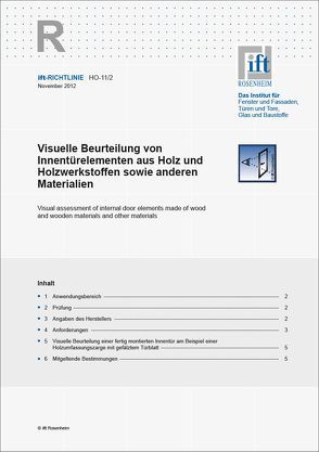 ift-Richtlinie HO-11/1 – Visuelle Beurteilung von Innentürelementen aus Holz und Holzwerkstoffen sowie anderen Materialien von ift Rosenheim GmbH