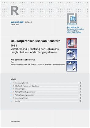 ift-Richtlinie MO-01/1 – Baukörperanschluss von Fenstern von ift Rosenheim GmbH