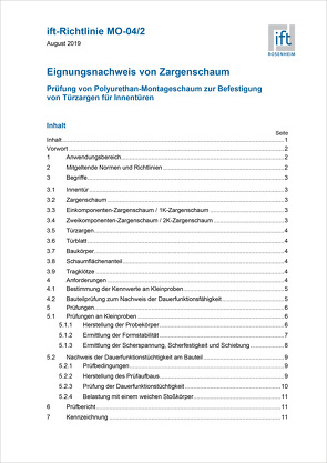 ift-Richtlinie MO-04/2 Eignungsnachweis von Zargenschaum