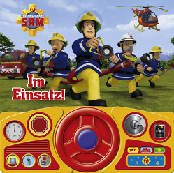 Im Einsatz! – Soundbuch – Feuerwehrmann Sam – Pappbilderbuch mit beweglichem Lenkrad und 13 lustigen Geräuschen für Kinder ab 3 Jahren