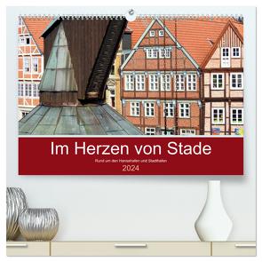 Im Herzen von Stade (hochwertiger Premium Wandkalender 2024 DIN A2 quer), Kunstdruck in Hochglanz von Vier,  Bettina