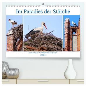 Im Paradies der Störche – Dorfkirchen als Storchkirchen in Ostpreußen (hochwertiger Premium Wandkalender 2024 DIN A2 quer), Kunstdruck in Hochglanz von von Loewis of Menar,  Henning