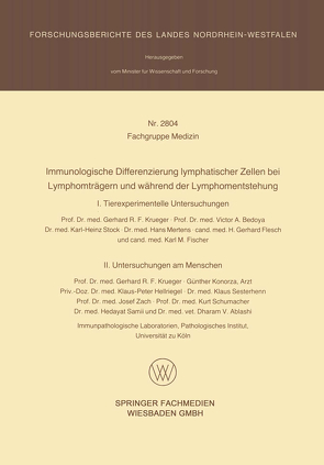 Immunologische Differenzierung lymphatischer Zellen bei Lymphomträgern und während der Lymphomentstehung von Medizin,  Fachgruppe