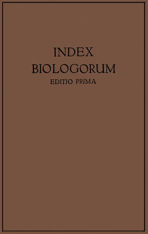 Index Biologorum von Hirsch,  G. Chr.