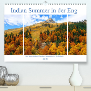 Indian Summer in der Eng – Das Naturdenkmal Großer Ahornboden (Premium, hochwertiger DIN A2 Wandkalender 2023, Kunstdruck in Hochglanz) von Schimmack,  Michaela