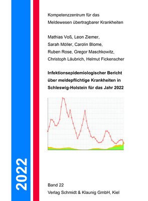 Infektionsepidemiologischer Bericht über meldepflichtige Krankheiten in Schleswig-Holstein für das Jahr 2022 von Blome,  Carolin, Dipl. Inf. Läubrich,  Christoph, Dr. Maschkowitz,  Gregor, Möller,  Sarah, Prof. Dr. Fickenscher,  Helmut, Rose,  Ruben, Voß,  Mathias, Ziemer,  Leon