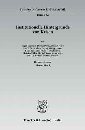 Institutionelle Hintergründe von Krisen. von Theurl,  Theresia