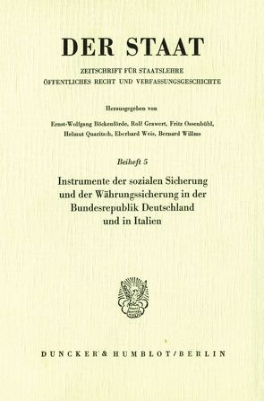 Instrumente der sozialen Sicherung und der Währungssicherung in der Bundesrepublik Deutschland und in Italien. von Grawert,  Rolf