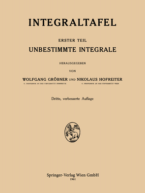 Integraltafel von Gröbner,  Wolfgang, Hofreiter,  Nikolaus