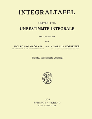 Integraltafel von Gröbner,  Wolfgang, Hofreiter,  Nikolaus