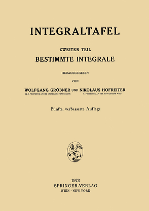 Integraltafel von Gröbner,  Wolfgang, Hofreiter,  Nikolaus