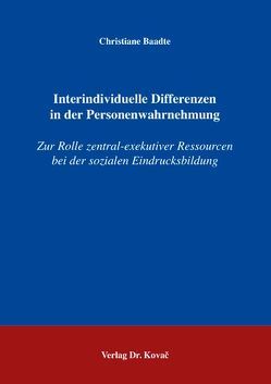 Interindividuelle Differenzen in der Personenwahrnehmung von Baadte,  Christiane