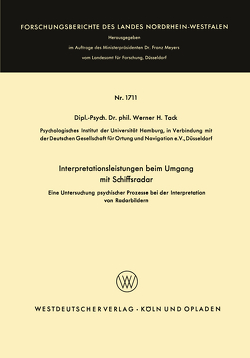 Interpretationsleistungen beim Umgang mit Schiffsradar von Tack,  Werner H.