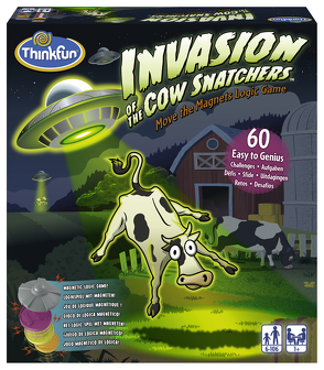 ThinkFun – 76374 – Invasion of the Cow Snatchers von ThinkFun – Das lustige Logikspiel, bei dem magnetische Kühe ins UFO gebeamt werden. Ein Einzelspieler Knobelspiel mit dem gewissen etwas für Spieler ab 8 Jahren von ThinkFun®