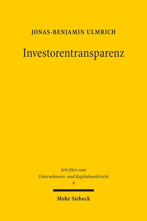 Investorentransparenz von Ulmrich,  Jonas-Benjamin