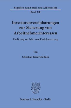 Investorenvereinbarungen zur Sicherung von Arbeitnehmerinteressen. von Bock,  Christian Friedrich