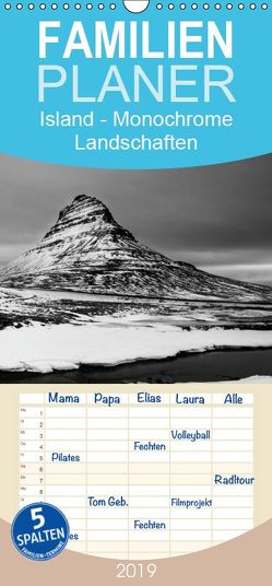 Island – Monochrome Landschaften – Familienplaner hoch (Wandkalender 2019 , 21 cm x 45 cm, hoch) von Paul Kaiser,  Frank