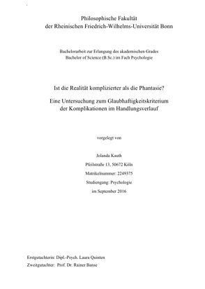 Ist die Realität komplizierter als die Phantasie? von Kauth,  Jolanda