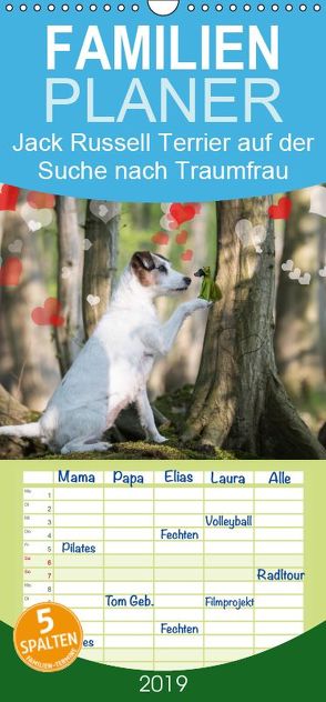 Jack Russell Terrier auf Suche nach der Traumfrau – Familienplaner hoch (Wandkalender 2019 <strong>21 cm x 45 cm</strong> hoch) von S. + J. Schröder,  AWS, Schroeder,  Susanne, Werbeagentur