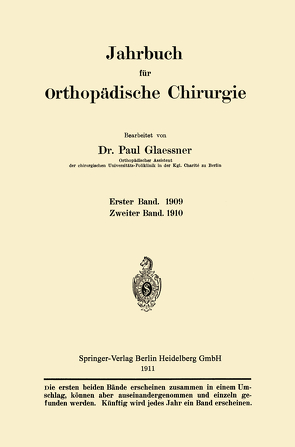 Jahrbuch für orthopädische Chirurgie von Glaessner,  Paul