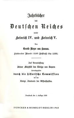 Jahrbücher des Deutschen Reiches unter Heinrich IV. und Heinrich V. von Meyer von Knonau,  Gerold